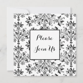 Vrijgezellenfeest Black Daisy Damask Custom Invita Kaart