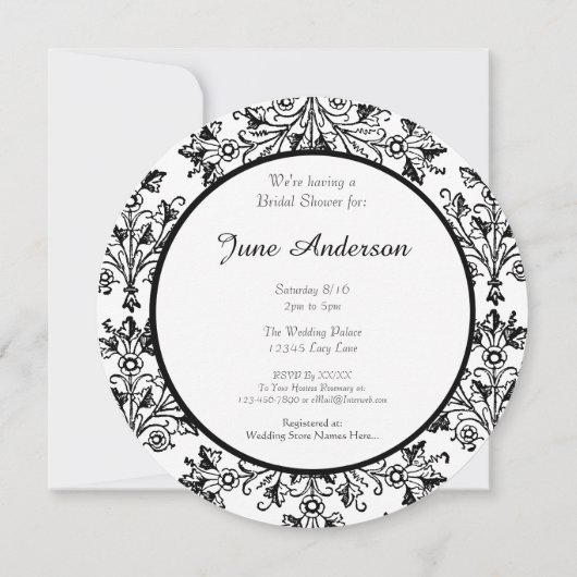 Vrijgezellenfeest Black Daisy Damask Custom Invita Kaart (Achterkant)