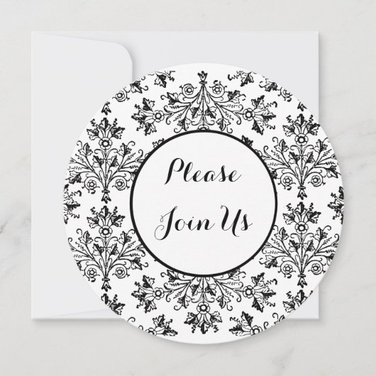 Vrijgezellenfeest Black Daisy Damask Custom Invita Kaart (Voorkant)