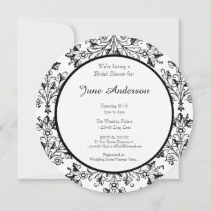 Vrijgezellenfeest Black Daisy Damask Custom Invita Kaart