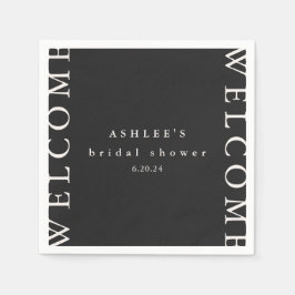 Vrijgezellenfeest Black en Taupe Typografie Welkom Servet