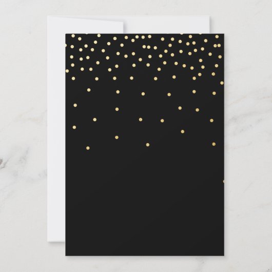 VRIJGEZELLENFEEST Black Gold Foil Confetti Invitat Kaart (Achterkant)