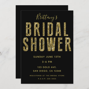 Vrijgezellenfeest Black Gold Glitter Glam Girl Kaart