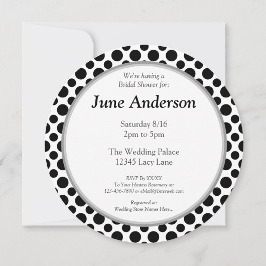 vrijgezellenfeest Black Polka Dots Round Invitatio Kaart (Achterkant)