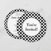 vrijgezellenfeest Black Polka Dots Round Invitatio Kaart (Voorkant / Achterkant)