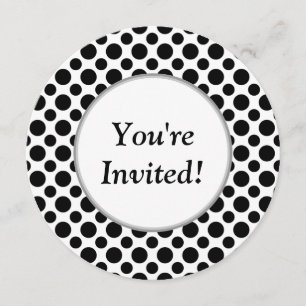 vrijgezellenfeest Black Polka Dots Round Invitatio Kaart
