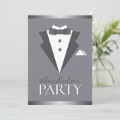 Vrijgezellenfeest Black Suit Flat Invitation Kaart (Staand voorkant)