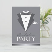 Vrijgezellenfeest Black Suit Flat Invitation Kaart (Staand voorkant)