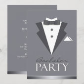 Vrijgezellenfeest Black Suit Flat Invitation Kaart (Voorkant / Achterkant)