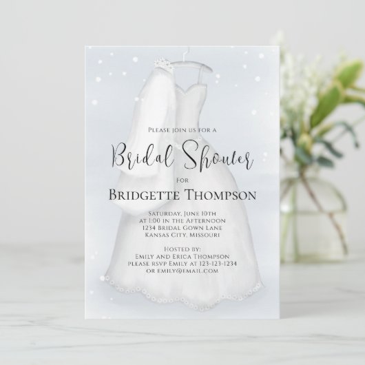 Vrijgezellenfeest Blauw Elegant Script Trouwjurk Kaart (Staand voorkant)