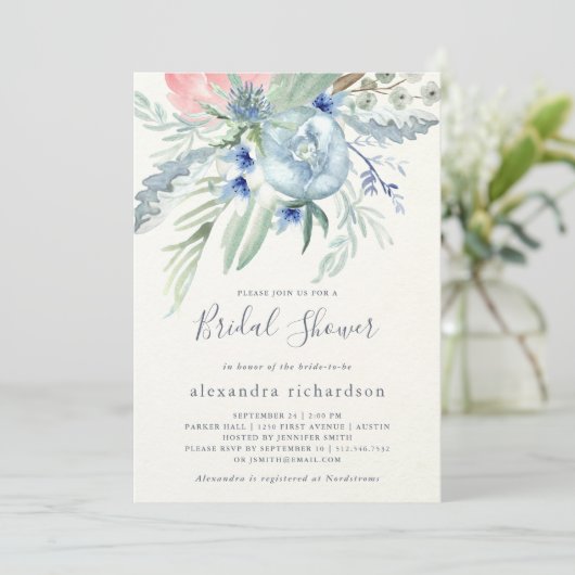 Vrijgezellenfeest Blauw en roze pony Kaart (Staand voorkant)