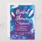 Vrijgezellenfeest, blauw en veren kaart (Voorkant)