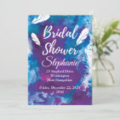 Vrijgezellenfeest, blauw en veren kaart (Staand voorkant)