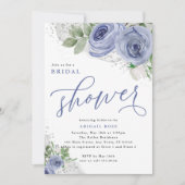 Vrijgezellenfeest, blauw en zilver, Waterverf bloe Kaart (Voorkant)