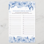 Vrijgezellenfeest Blauw Floral antwoordblad (Voorkant)