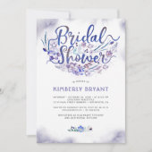 Vrijgezellenfeest Blauw Floral Script Waterverf Kaart (Voorkant)