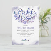 Vrijgezellenfeest Blauw Floral Script Waterverf Kaart (Staand voorkant)