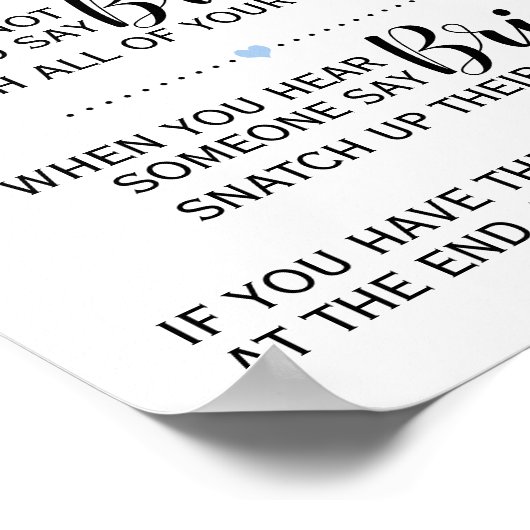 Vrijgezellenfeest blauw floranje bord met clothesp poster (Hoek)