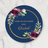 Vrijgezellenfeest blauw florese bogung bedankjes labels (Achterkant)