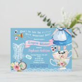 Vrijgezellenfeest blauw roze kaart (Staand voorkant)