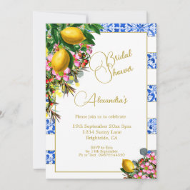 Vrijgezellenfeest Blauw Wit Streep Citroenen Bloem Kaart