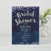 Vrijgezellenfeest Blauw & Zilveren Sterrenuitnodig Kaart (Staand voorkant)