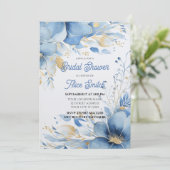 Vrijgezellenfeest, Blauwe bloemen, Elegant Kaart (Staand voorkant)