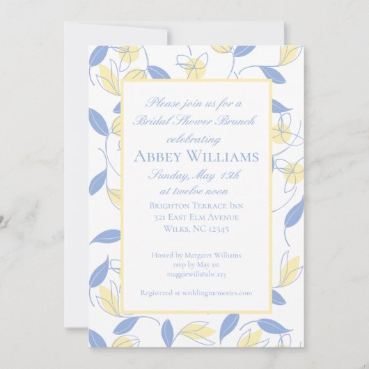 Vrijgezellenfeest blauwe en gele bloemen kaart (Voorkant)