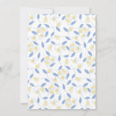 Vrijgezellenfeest blauwe en gele bloemen kaart (Achterkant)