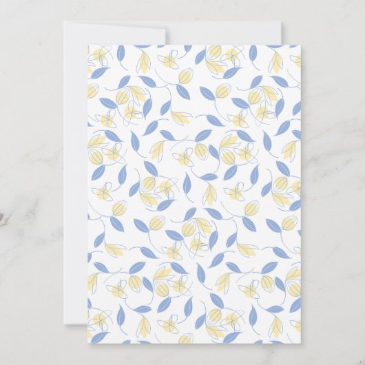 Vrijgezellenfeest blauwe en gele bloemen kaart (Achterkant)