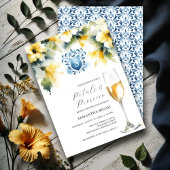 Vrijgezellenfeest Blauwe en Gele Petalen & Prosecc Kaart