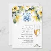 Vrijgezellenfeest Blauwe en Gele Petalen & Prosecc Kaart (Voorkant)