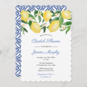 Vrijgezellenfeest blauwe en witte tegels Capri Lem Kaart (Voorkant / Achterkant)