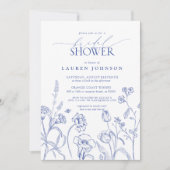 Vrijgezellenfeest blauwe en witte tuinbloemen kaart (Voorkant)