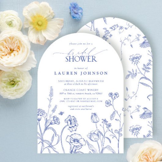 Vrijgezellenfeest blauwe en witte tuinbloemen kaart