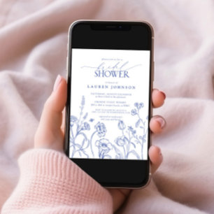 Vrijgezellenfeest blauwe en witte tuinbloemen kaart