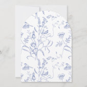 Vrijgezellenfeest blauwe en witte tuinbloemen kaart (Achterkant)