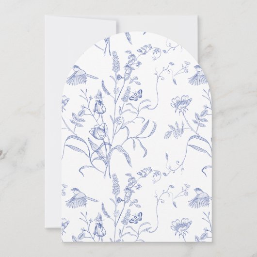 Vrijgezellenfeest blauwe en witte tuinbloemen kaart (Achterkant)