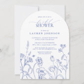 Vrijgezellenfeest blauwe en witte tuinbloemen kaart (Voorkant)