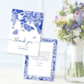 Vrijgezellenfeest blauwe en witte vlinder bedankkaart