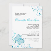 Vrijgezellenfeest blauwe en witte vlinder kaart (Voorkant)