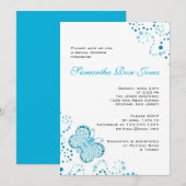 Vrijgezellenfeest blauwe en witte vlinder kaart (Voorkant / Achterkant)