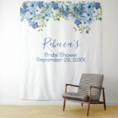 Vrijgezellenfeest Blauwe Floral Greenery Wandkleed (In situ)