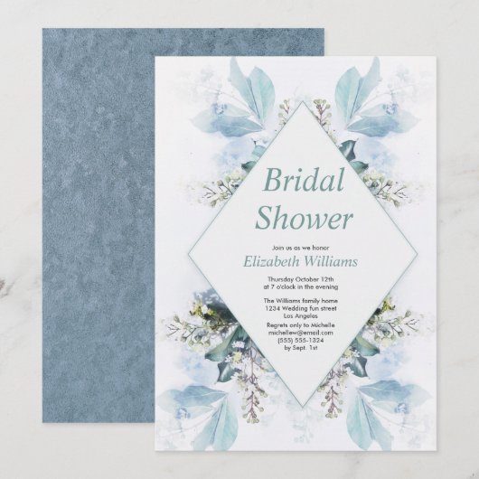 Vrijgezellenfeest Blauwe Floral Waterverf Kaart (Voorkant / Achterkant)