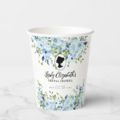 Vrijgezellenfeest  Blauwe Florals Regency Society Papieren Bekers (Achterkant)