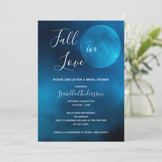 Vrijgezellenfeest blauwe maan herfst uit liefde ro kaart (Staand voorkant)