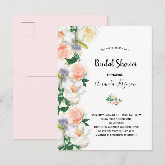 Vrijgezellenfeest blauwe roze roze roze goudmeel w briefkaart (Voorkant / Achterkant)