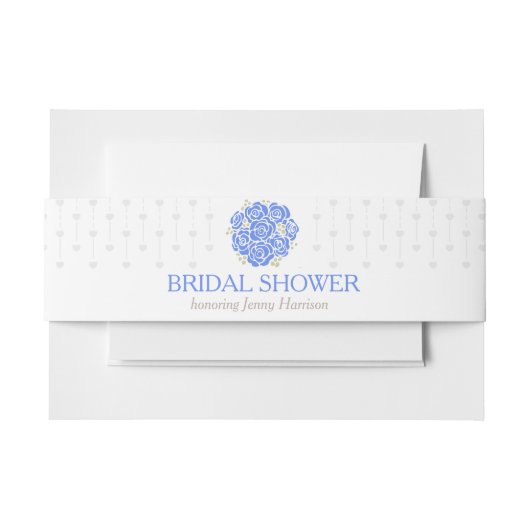 Vrijgezellenfeest blauwe rozen grijze buikband uitnodigingen wikkel (Voorkant Voorbeeld)