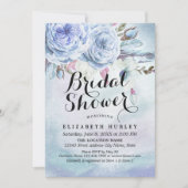 Vrijgezellenfeest Blauwe Waterverf Boho Floral Fea Kaart (Voorkant)