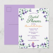 Vrijgezellenfeest blauwfloralen blauw wit uitnodiging briefkaart (Voorkant / Achterkant)